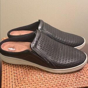 Origins Black Perforated Mules